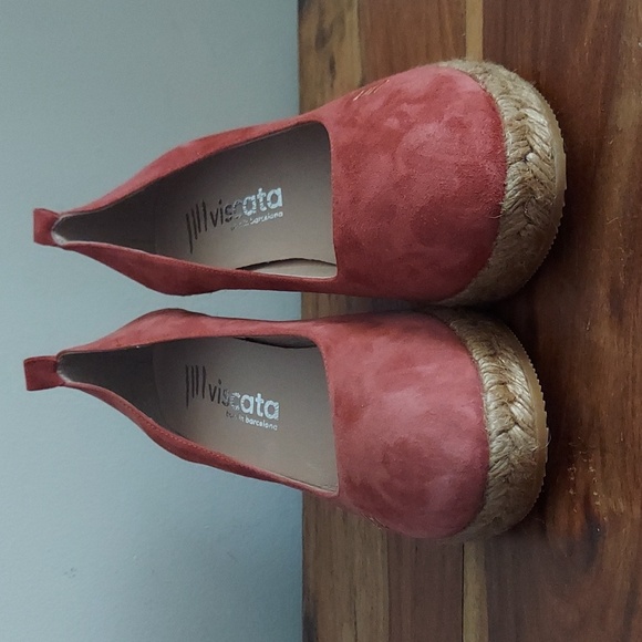 Viscata Marquesa Suede Upper Jute Espadrille Wedge Heels Garnet Size 42 EU 10 US - Picture 6 of 12